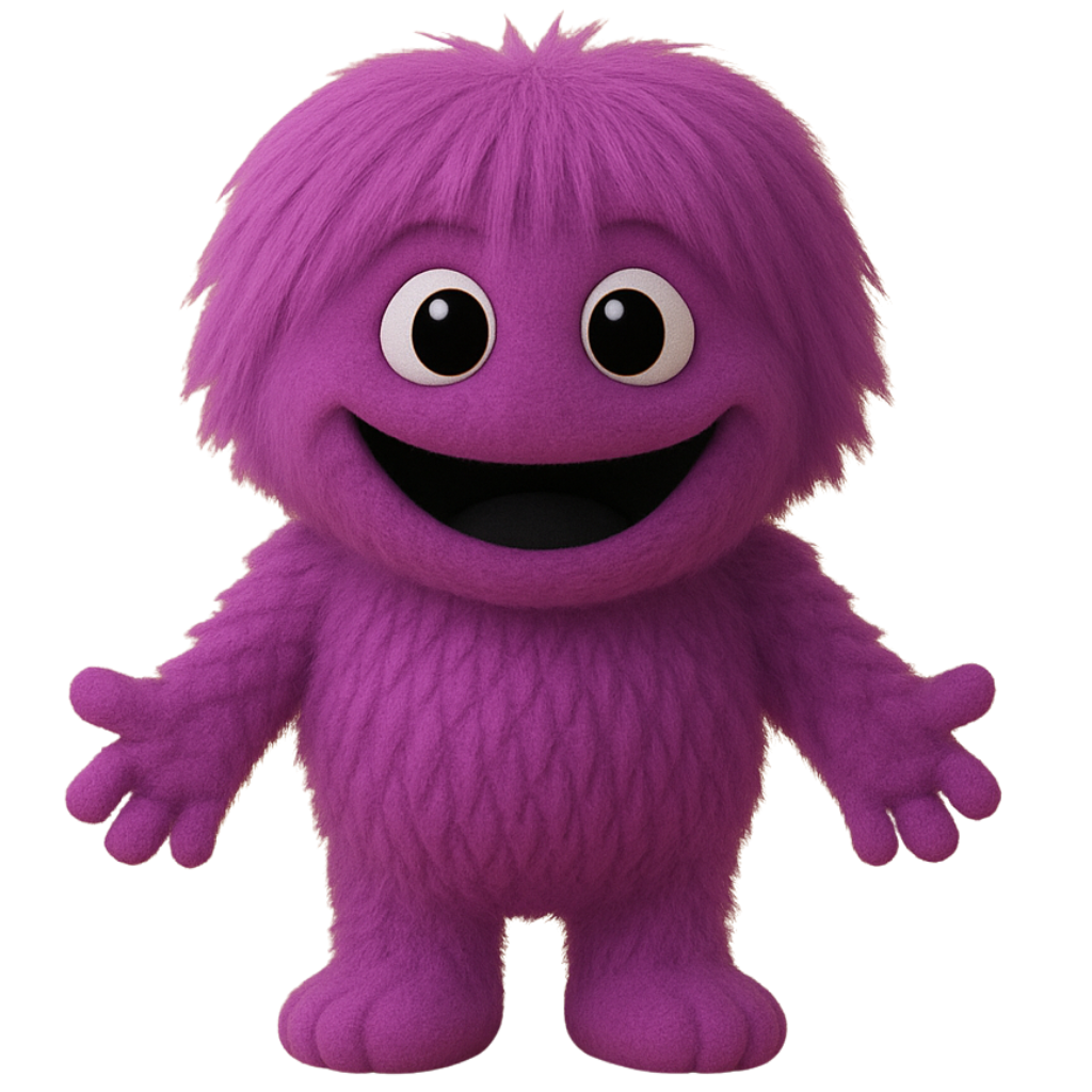 Purple Luggie character with idle expression